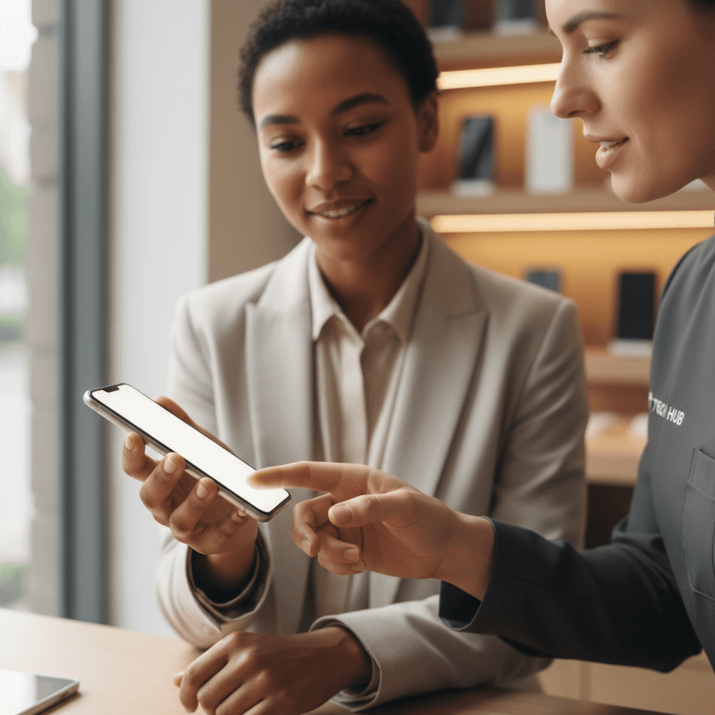Professional support helping customer find the right mobile deal
